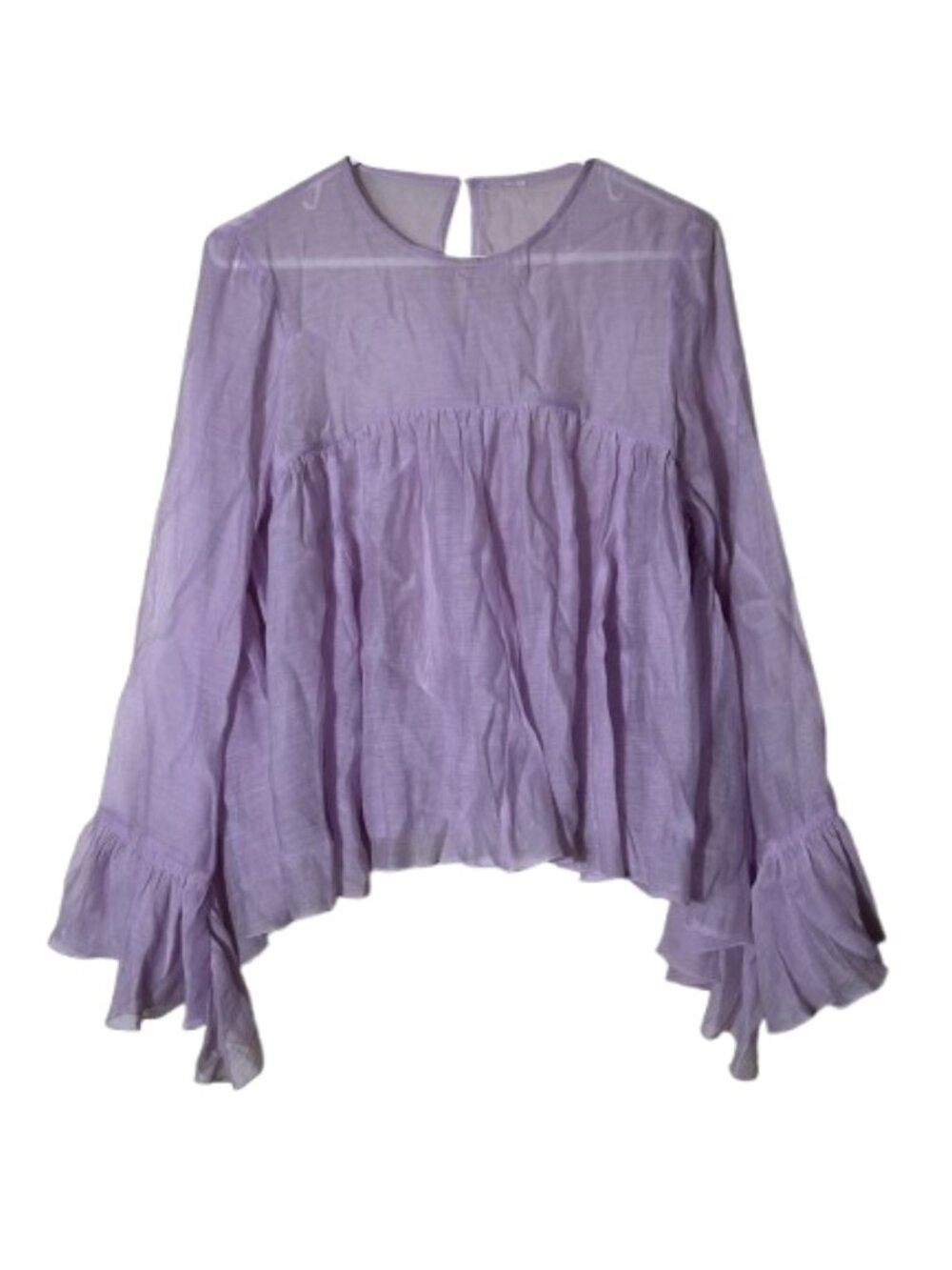 By Anthropologie light purple ruffle sleeve godet babydoll blouse womens XS-S